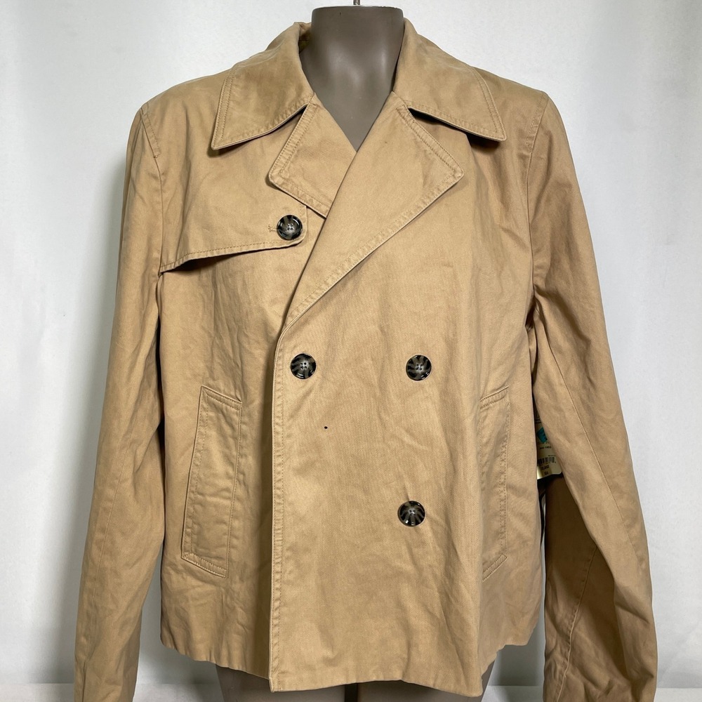 St John's Bay Tannin Double Breasted Short Winter Trench Coat Women's XXL NWT